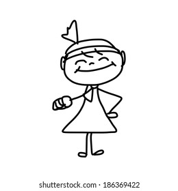 hand drawing cartoon character happy business woman