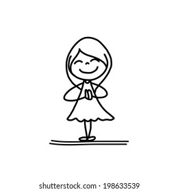 hand drawing cartoon character happy kids playing