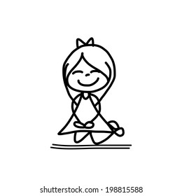 hand drawing cartoon character happy kids playing