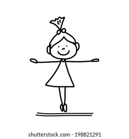 hand drawing cartoon character happy kids playing