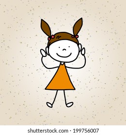 hand drawing cartoon character happy kids playing