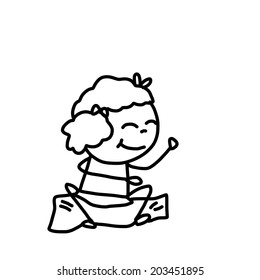 hand drawing cartoon character happy kids playing