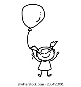 hand drawing cartoon character happy kids playing