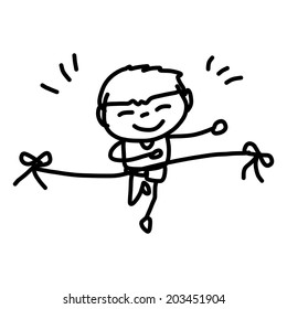 hand drawing cartoon character happy kids playing