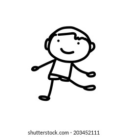 hand drawing cartoon character happy kids playing
