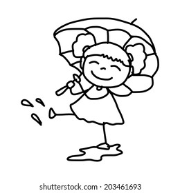 hand drawing cartoon character happy kids playing