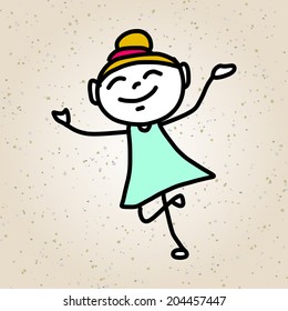 hand drawing cartoon character happy kids playing