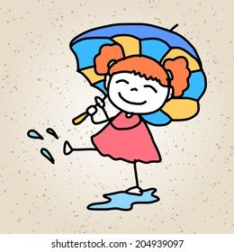 hand drawing cartoon character happy kids playing