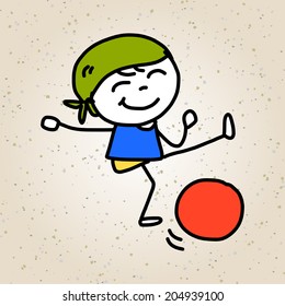 hand drawing cartoon character happy kids playing