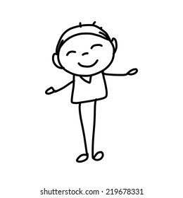 hand drawing cartoon character happy kids