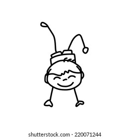 hand drawing cartoon character happy kids
