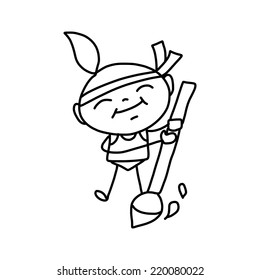 hand drawing cartoon character happy kids