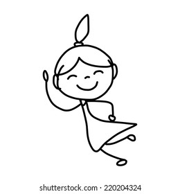 hand drawing cartoon character happy kids