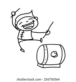 hand drawing cartoon character happy Chinese people