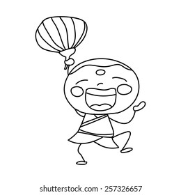 hand drawing cartoon character happy Chinese people