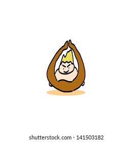 hand drawing cartoon character man practicing yoga for design
