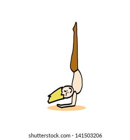 hand drawing cartoon character man practicing yoga for design