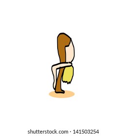 hand drawing cartoon character man practicing yoga for design