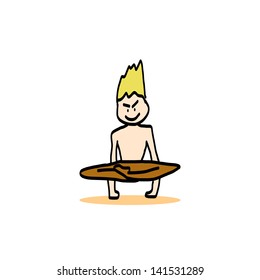 hand drawing cartoon character man practicing yoga for design