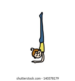 hand drawing cartoon character woman practicing yoga for design
