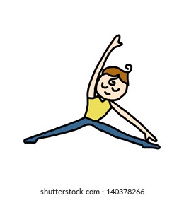 hand drawing cartoon character woman practicing yoga for design