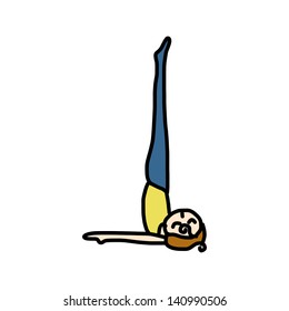 hand drawing cartoon character woman practicing yoga for design