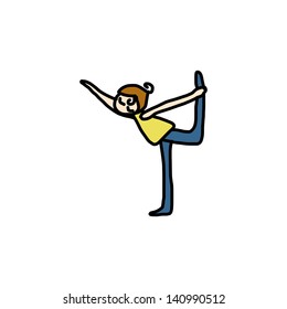 hand drawing cartoon character woman practicing yoga for design