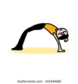 hand drawing cartoon character woman practicing yoga for design