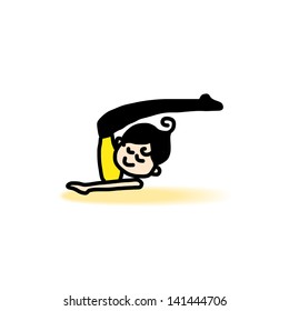 hand drawing cartoon character woman practicing yoga for design