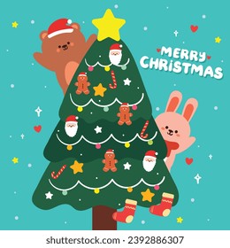 hand drawing cartoon Christmas card, wallpaper, background. cute Christmas wallpaper