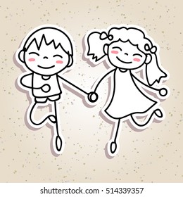 Hand Drawing Cartoon Concept Happiness Happy Stock Vector Royalty Free