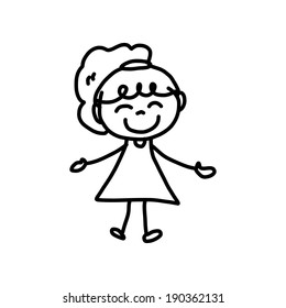 hand drawing cartoon concept happy kids playing