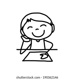 hand drawing cartoon concept happy kids playing