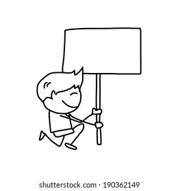 hand drawing cartoon concept happy kids playing