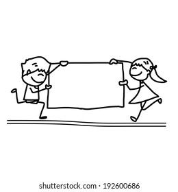 hand drawing cartoon concept happy kids playing