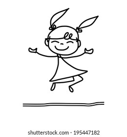 hand drawing cartoon concept happy kids playing