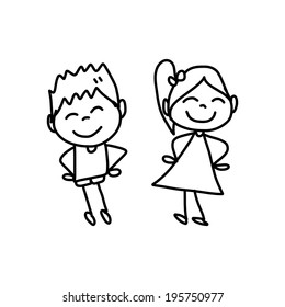 Boy Girl Standing Facing Sideways Opposite Stock Vector (Royalty Free ...