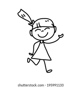 hand drawing cartoon concept happy kids playing