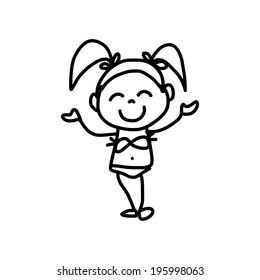 hand drawing cartoon concept happy kids playing