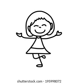 hand drawing cartoon concept happy kids playing
