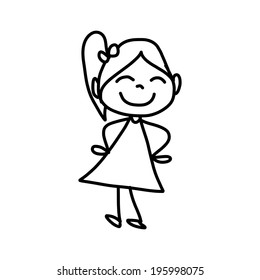 hand drawing cartoon concept happy kids playing