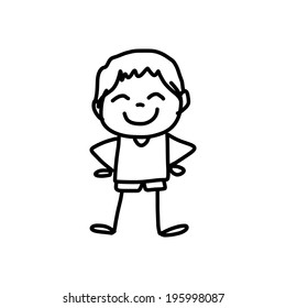 hand drawing cartoon concept happy kids playing