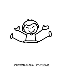 hand drawing cartoon concept happy kids playing