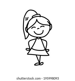 hand drawing cartoon concept happy kids playing