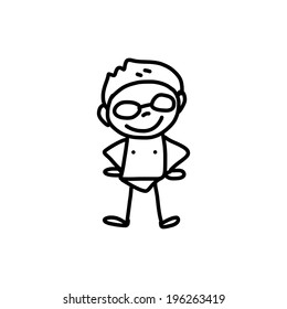 hand drawing cartoon concept happy kids playing