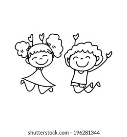 21,457 Hand drawing cartoon happy kids playing Images, Stock Photos ...