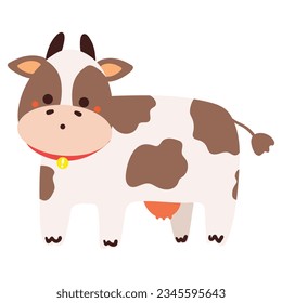 hand drawing cartoon cow. cute animal doodle