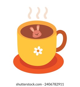 dibujo a mano de una taza de té. atractiva mugre amarilla
