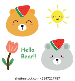  dibujo a mano dibujos animados lindo oso conjunto de pegatinas