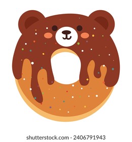 handgezeichnete Karikaturenkartoonmutter mit Bärencharakter. süßes Dessertdesign 